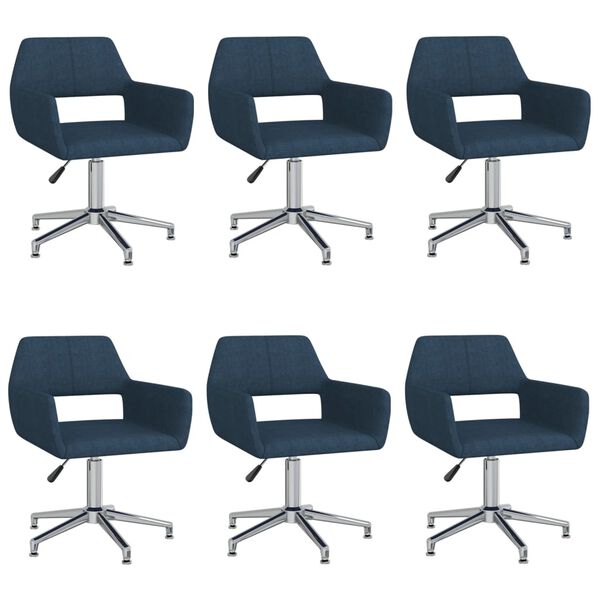 vidaXL Cadeiras de jantar girat&oacute;rias 6 pcs tecido azul