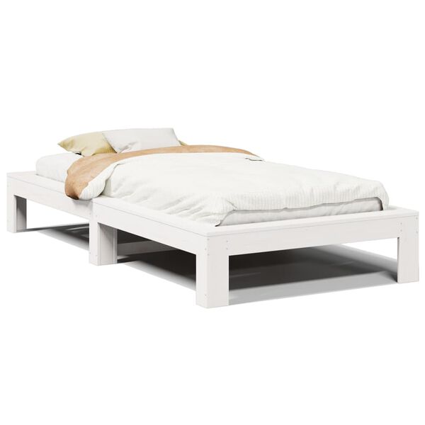 vidaXL Cama sem colch&atilde;o 100x200 cm madeira de pinho maci&ccedil;a branco