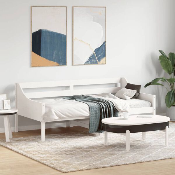 vidaXL Sofá-cama sem colchão 90x190 cm madeira de pinho maciça branco