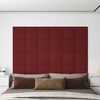 vidaXL Painel parede 12 pcs 30x30 cm tecido 1,08 m&sup2; cor vermelho tinto