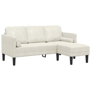 vidaXL Conjunto de Sof&aacute;s com almofada Creme Poli&eacute;ster