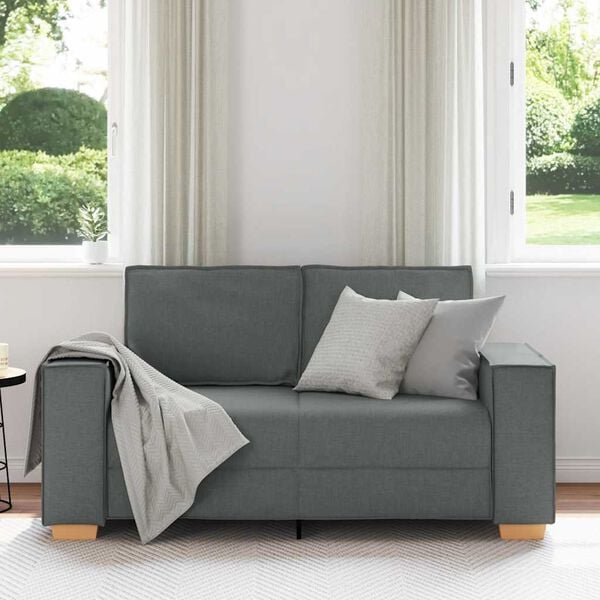 vidaXL Sof&aacute; de 2 lugares cinza escuro 160x78x84 cm tecido