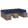 vidaXL Conjunto de sof&aacute; de jardim com 10 pe&ccedil;as e almofadas em rattan sint&eacute;tico cinza