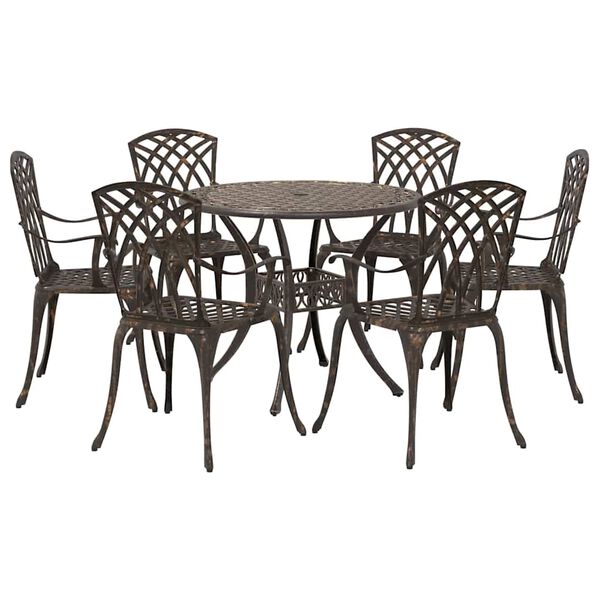 vidaXL Conjunto de Jantar para Jardim 7 pcs Bronze 90 x 90 x 75 cm