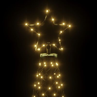 vidaXL Árvore de Natal com espigão 200 luzes LED 180 cm branco quente
