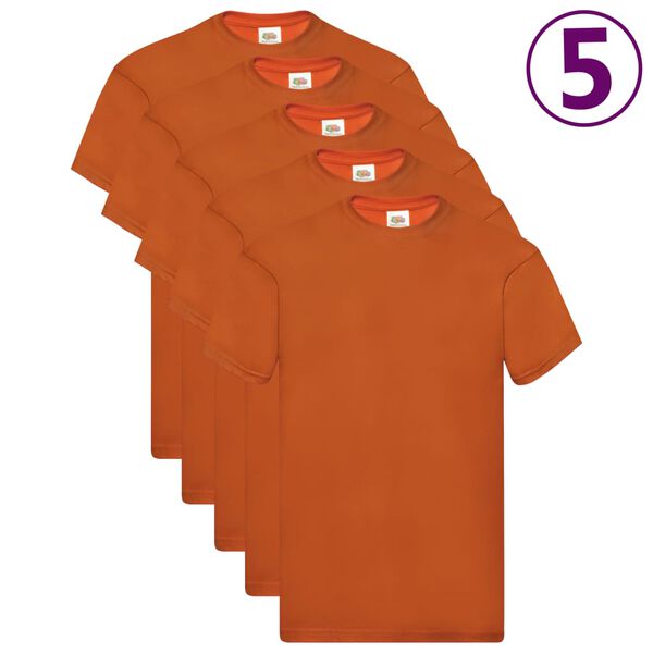Fruit of the Loom T-shirts originais 5 pcs algod&atilde;o 3XL laranja