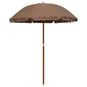 vidaXL Guarda-sol de jardim c/ poste de a&ccedil;o 180cm cinzento-acastanhado