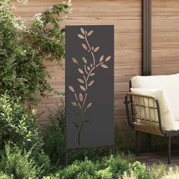 vidaXL Tela de Privacidade para Jardim Floral Preto 50 x 140 cm