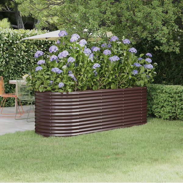 vidaXL Canteiro elevado jardim 224x80x68cm aço galvanizado castanho
