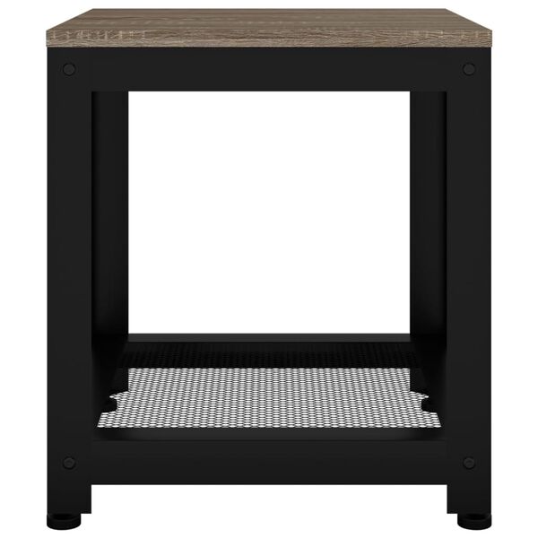 vidaXL Mesa de apoio 40x40x45 cm MDF e ferro cinzento e preto