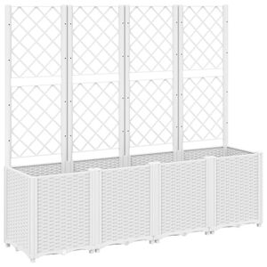 vidaXL Vaso/floreira de jardim c/ treli&ccedil;a 160x40x140 cm PP branco