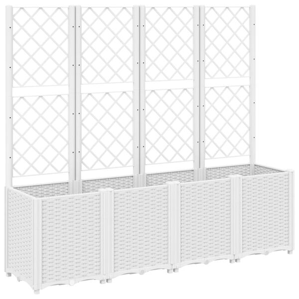 vidaXL Vaso/floreira de jardim c/ treli&ccedil;a 160x40x140 cm PP branco