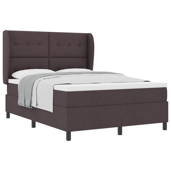 vidaXL Cama Box com colch&atilde;o Castanho escuro 140 x 190 cm tecido