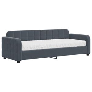 vidaXL Sof&aacute;-cama com colch&atilde;o 80x200 cm veludo cinzento-escuro