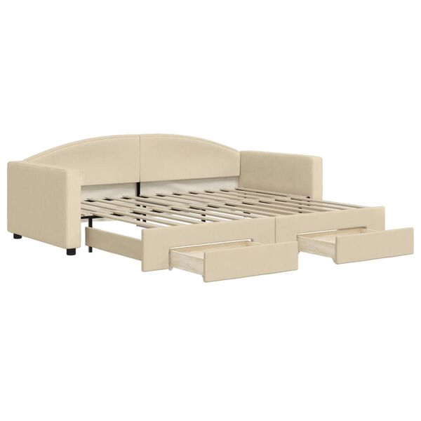 vidaXL Sof&aacute;-cama com gavet&atilde;o e gavetas 90x200 cm tecido cor creme