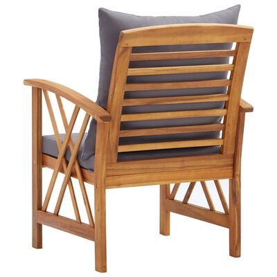 vidaXL Cadeiras de jardim c/ almofadões 2 pcs madeira acácia maciça