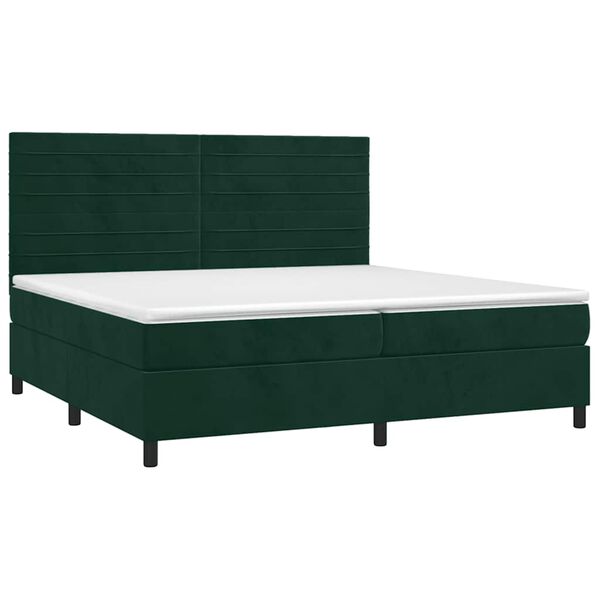vidaXL Cama com molas/colch&atilde;o 200x200 cm veludo verde-escuro