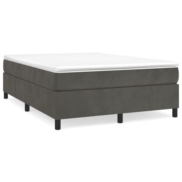 vidaXL Cama com molas/colch&atilde;o 140x190 cm veludo cinzento-escuro