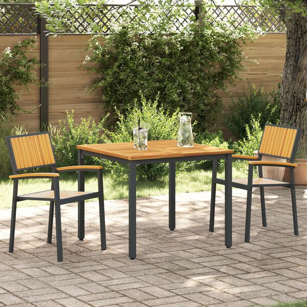 vidaXL Conjunto de Jantar para Jardim 3 pcs Preto