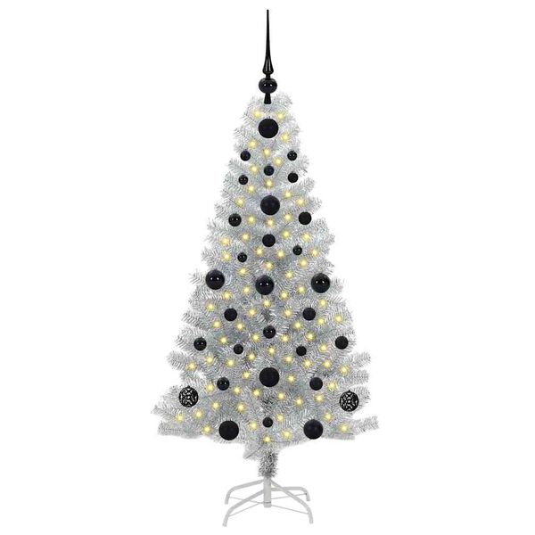 vidaXL &Aacute;rvore de Natal com 150 LEDs com suporte Prateado 120 cm PET