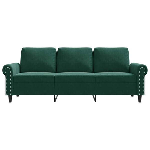 vidaXL Sof&aacute; de 3 lugares 180 cm veludo verde-escuro