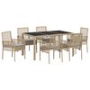 vidaXL Conjunto de Jantar para Jardim 7 unid. Bege vime PE
