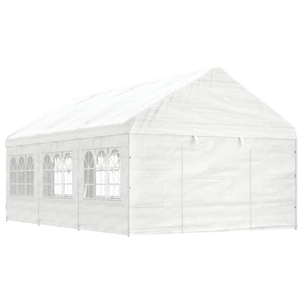vidaXL Gazebo com telhado 6,69x4,08x3,22 m polietileno branco