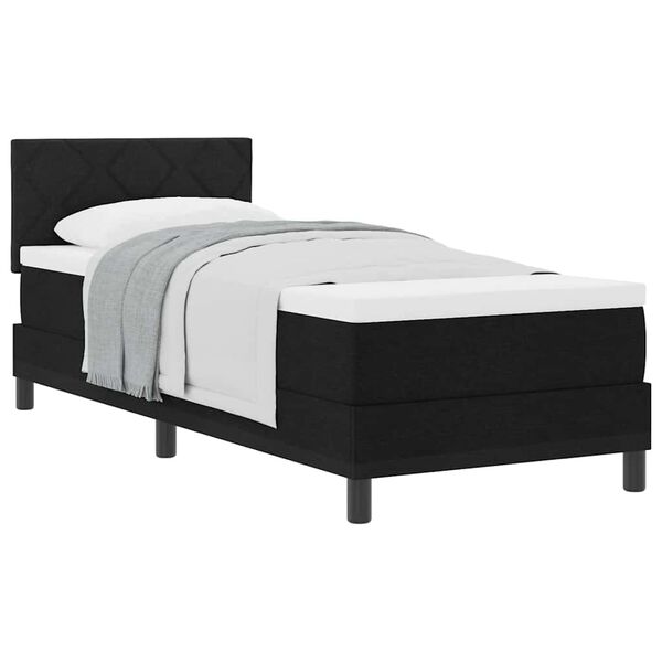 vidaXL Cama Box com colch&atilde;o com cabeceira Preto 80 x 200 cm tecido