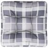 vidaXL Almofad&atilde;o para paletes 58x58x10 cm tecido xadrez cinzento