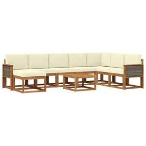 vidaXL Conjunto de Sof&aacute;s para Exterior 9 unid. Natural e Creme