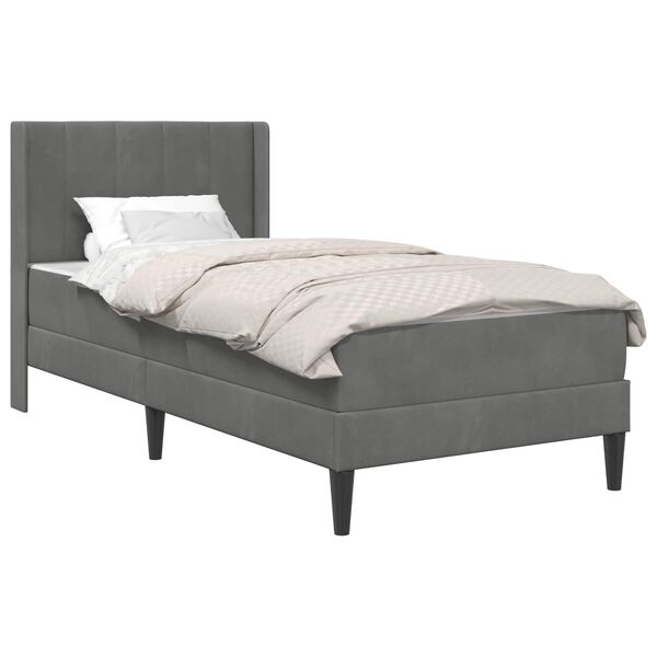 vidaXL Estrutura da Cama com colch&atilde;o Cinza Escuro 90 x 190 cm Veludo