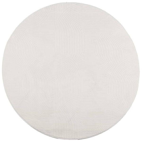 vidaXL Tapete de pelo curto IZA visual escandinavo &Oslash; 80 cm cor creme