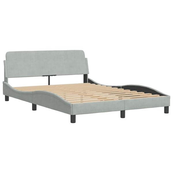 vidaXL Estrutura de cama sem colch&atilde;o 140x190 cm veludo cinzento-claro