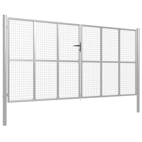 vidaXL Port&atilde;o de jardim em a&ccedil;o galvanizado 400x200 cm cor prata