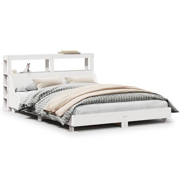 vidaXL Cama sem colch&atilde;o 135x190 cm madeira de pinho maci&ccedil;a branco