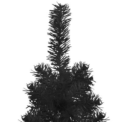 vidaXL Meia árvore de Natal fina com suporte 180 cm preto