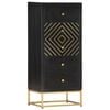 vidaXL Arm&aacute;rio gavetas 45x30x105 cm madeira mangueira preto e dourado