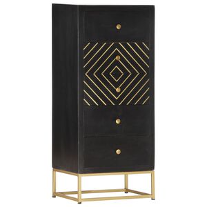 vidaXL Arm&aacute;rio gavetas 45x30x105 cm madeira mangueira preto e dourado