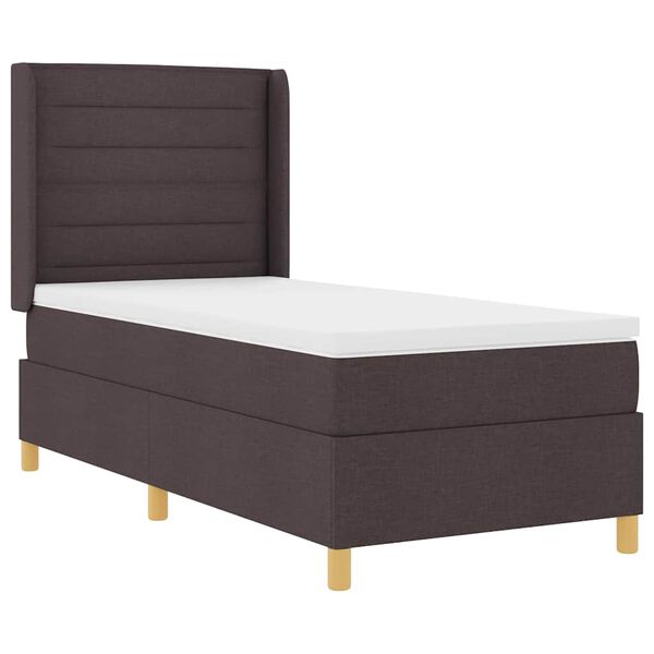 vidaXL Cama Box com colch&atilde;o com cabeceira Castanho 80 x 200 cm tecido
