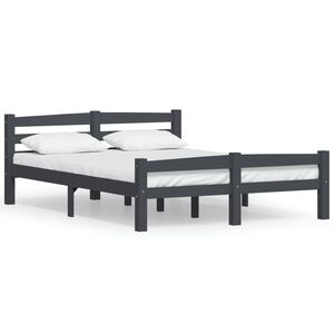 vidaXL Estrutura de cama 120x200 cm pinho maci&ccedil;o cinzento-escuro