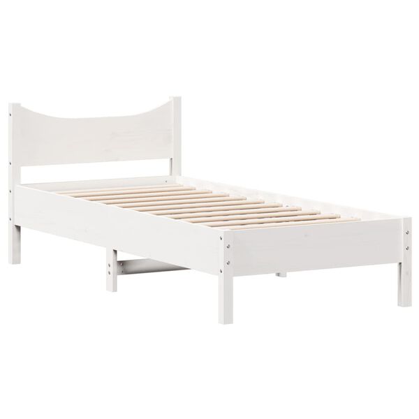 vidaXL Cama sem colch&atilde;o 90x200 cm madeira de pinho maci&ccedil;a branco