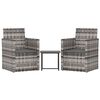 vidaXL 3 pcs conjunto lounge exterior c/ almofad&otilde;es vime PE cinzento