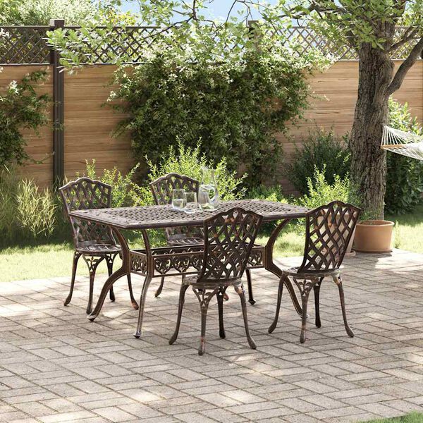 vidaXL Conjunto de Jantar para Jardim 5 pcs Bronze Alum&iacute;nio