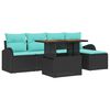 vidaXL Conjunto de Sof&aacute; de Jardim 6 unid. Preto Rattan Sint&eacute;tico