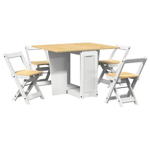 vidaXL 5 pcs conj. de jantar dobr&aacute;vel Corona madeira de pinho branco