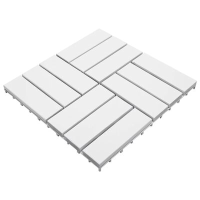 vidaXL Ladrilhos de terraço 10 pcs 30x30 cm acácia maciça branco