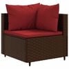 vidaXL 5 pcs conjunto lounge jardim c/ almofad&otilde;es vime PE castanho