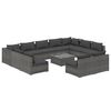 vidaXL 12 pcs conjunto lounge de jardim c/ almofad&otilde;es vime PE cinzento