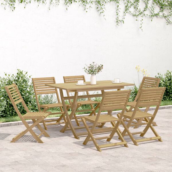 vidaXL 7 pcs conjunto de jantar para jardim madeira de ac&aacute;cia maci&ccedil;a