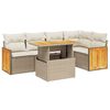 vidaXL 6 pcs conjunto de sof&aacute;s p/ jardim com almofad&otilde;es vime PE bege